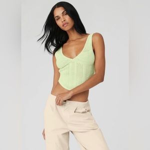 Alo Open-Knit Chase The Sun Corset Tank, Size: S